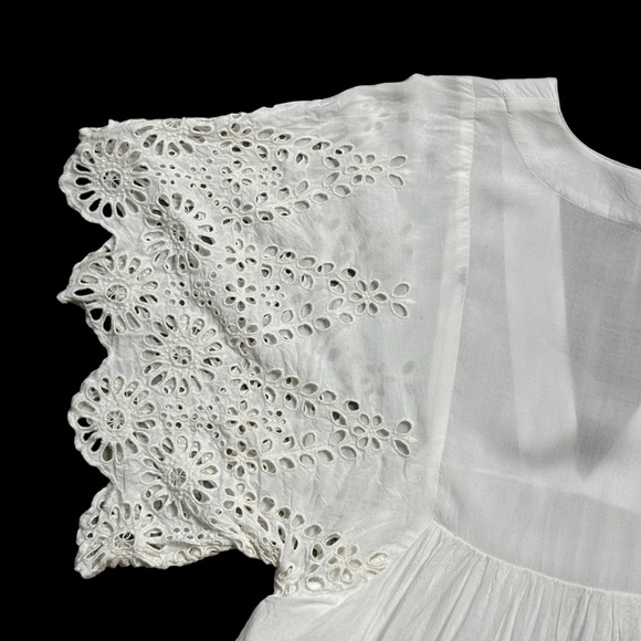 Ganni Ivory White Eyelet Trimmed V Neck Mini Dress US S - Picture 12 of 13